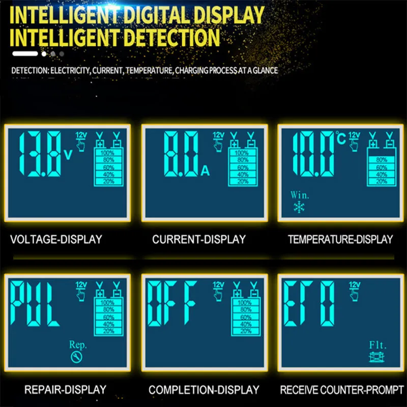 LCD Display Smart Car Battery Charger 12V/24V Repair