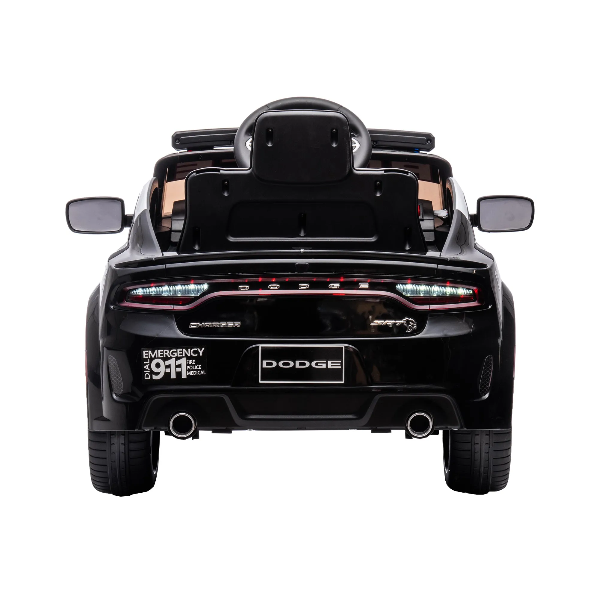 Licensed Dodge Charger 12V Kids Ride-On Police Car with Parental Remote Control: Electric Cart Featuring Three Speeds, Power Display, Slow Start, USB, MP3, Bluetooth, LED Lights, and Four-Wheel Suspension