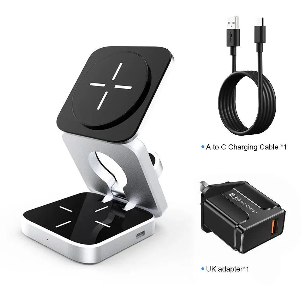 Magnetic Wireless Charger Stand: Fast 3-in-1 Charging Station