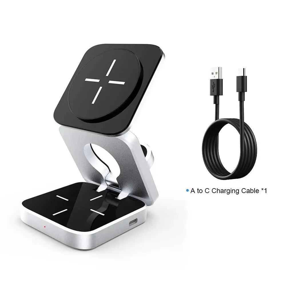 Magnetic Wireless Charger Stand: Fast 3-in-1 Charging Station