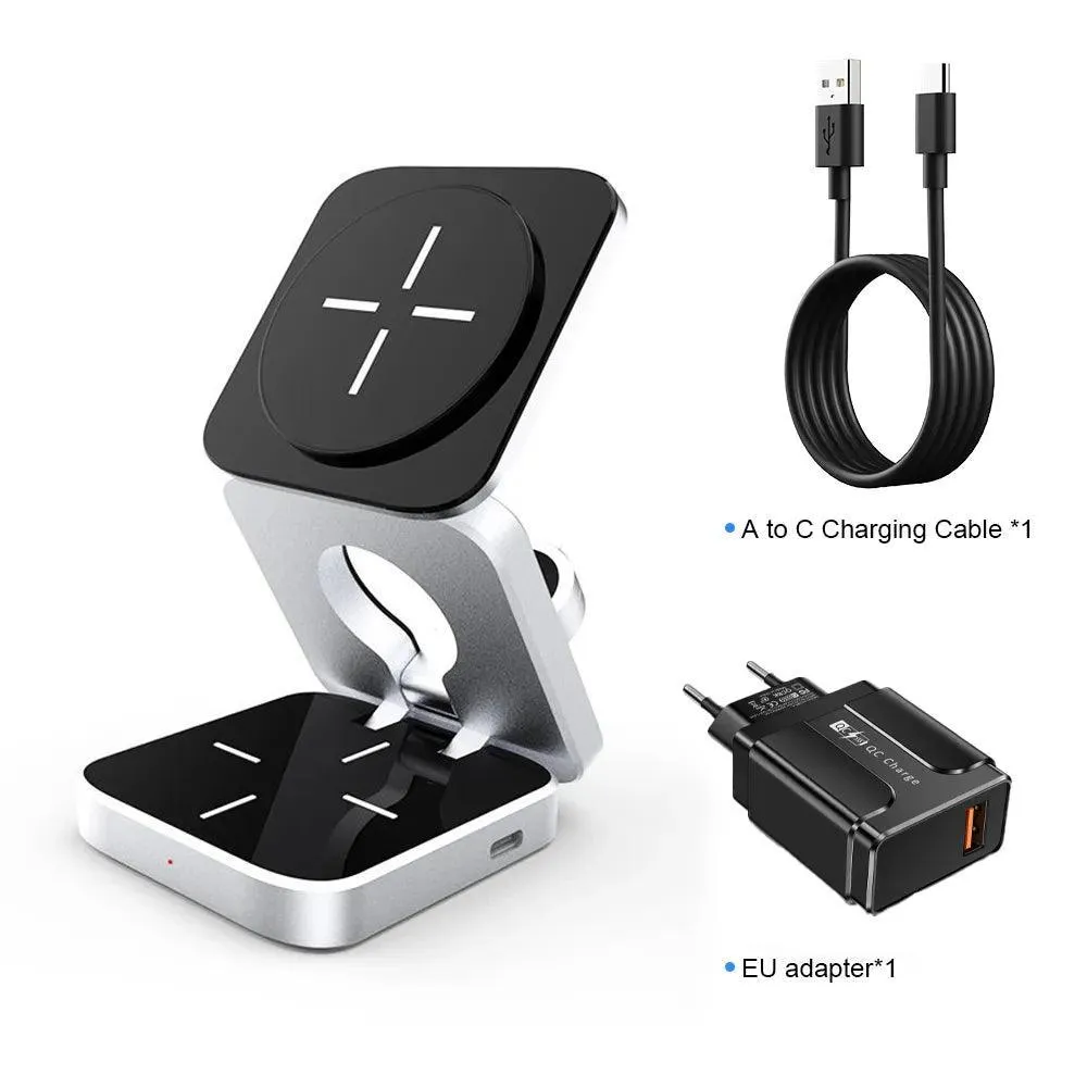 Magnetic Wireless Charger Stand: Fast 3-in-1 Charging Station