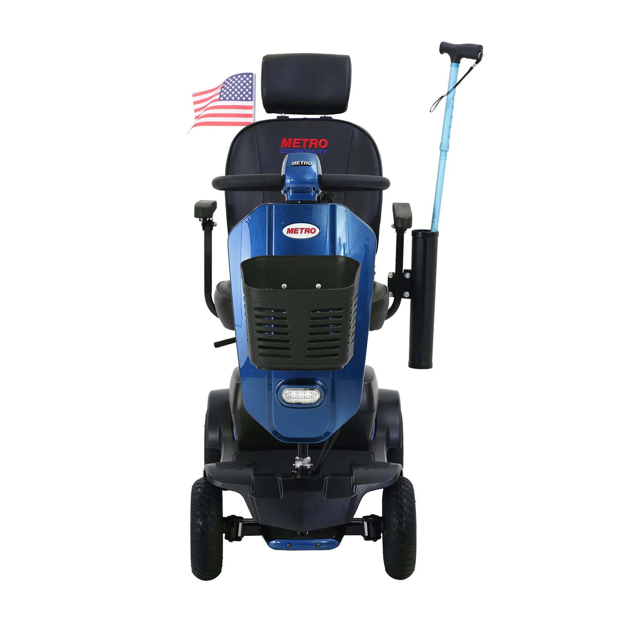 MAX PLUS BLUE 4 Wheels Outdoor Compact Mobility Scooter with 2pcs*20AH Lead acid Battery, 16 Miles, Cup Holders & USB charger Port