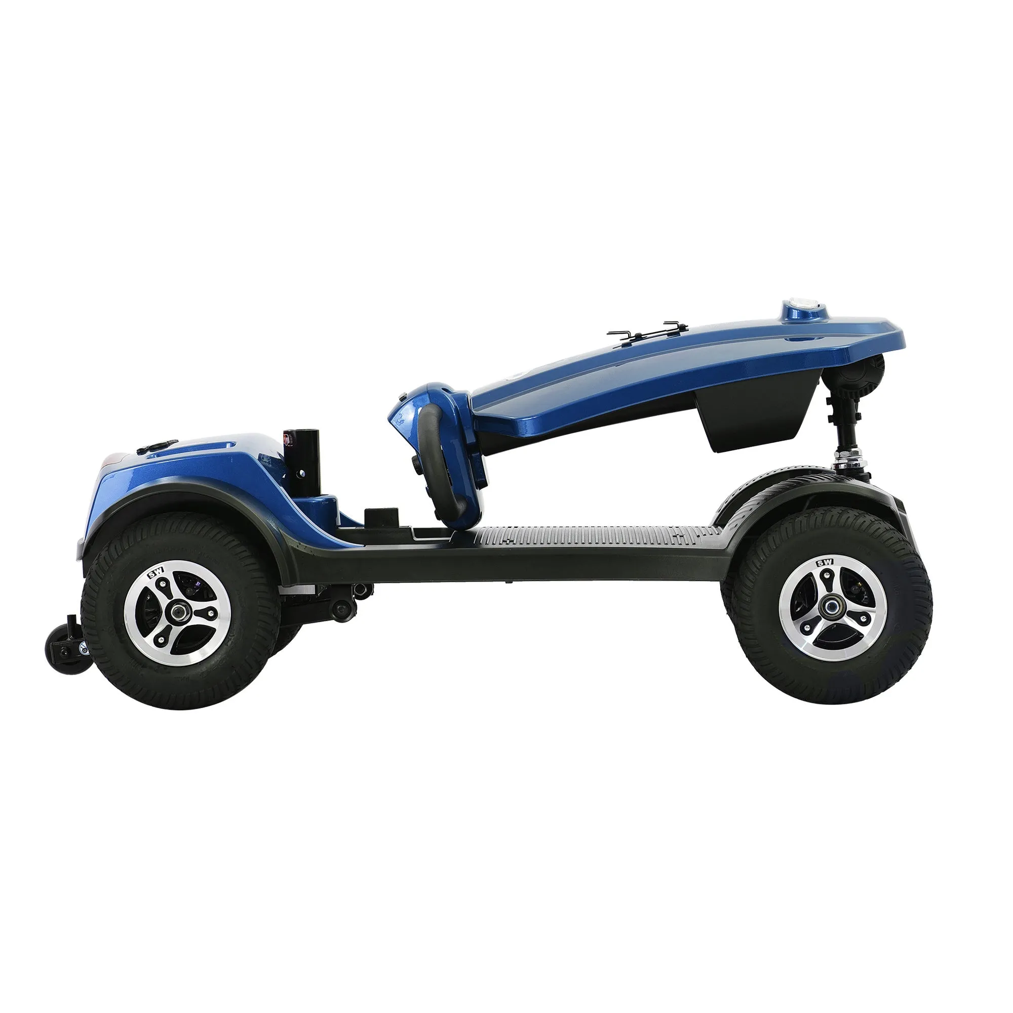 MAX PLUS BLUE 4 Wheels Outdoor Compact Mobility Scooter with 2pcs*20AH Lead acid Battery, 16 Miles, Cup Holders & USB charger Port