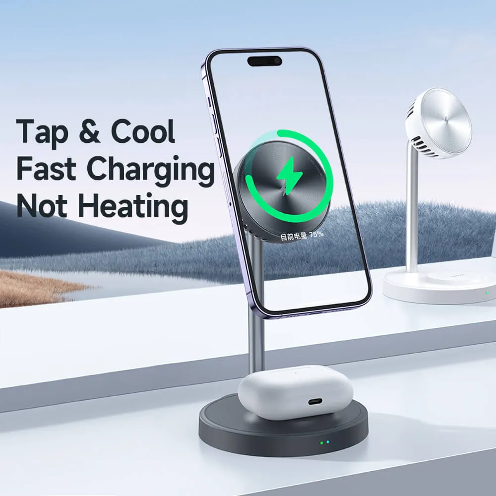 Mcdodo 2-in-1 Magnetic Wireless Charger with Cooling Fan (Mobile/TWS earphone)