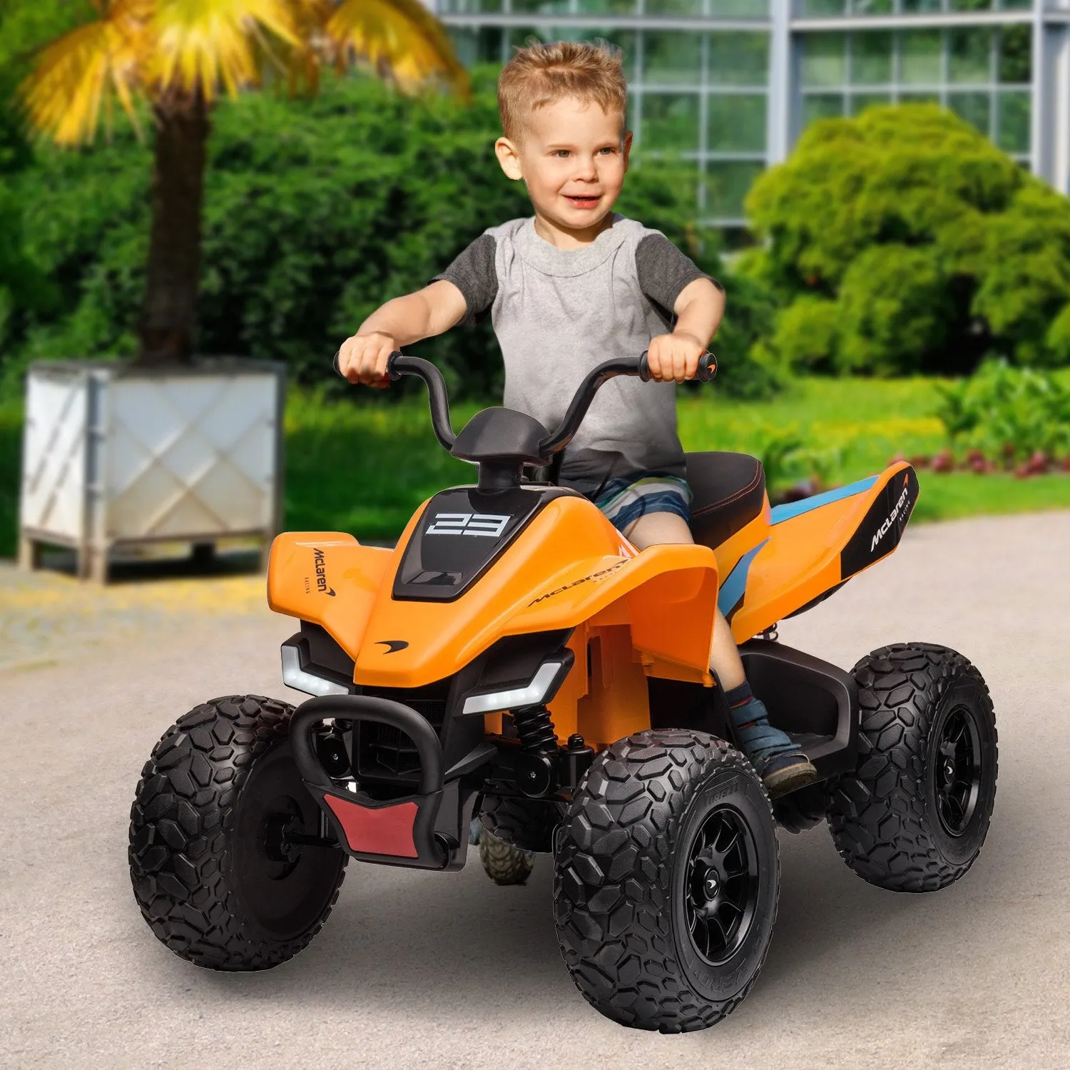 McLaren MCL35 Ride On Quad Bike-LED, Radio, MP3, Orange