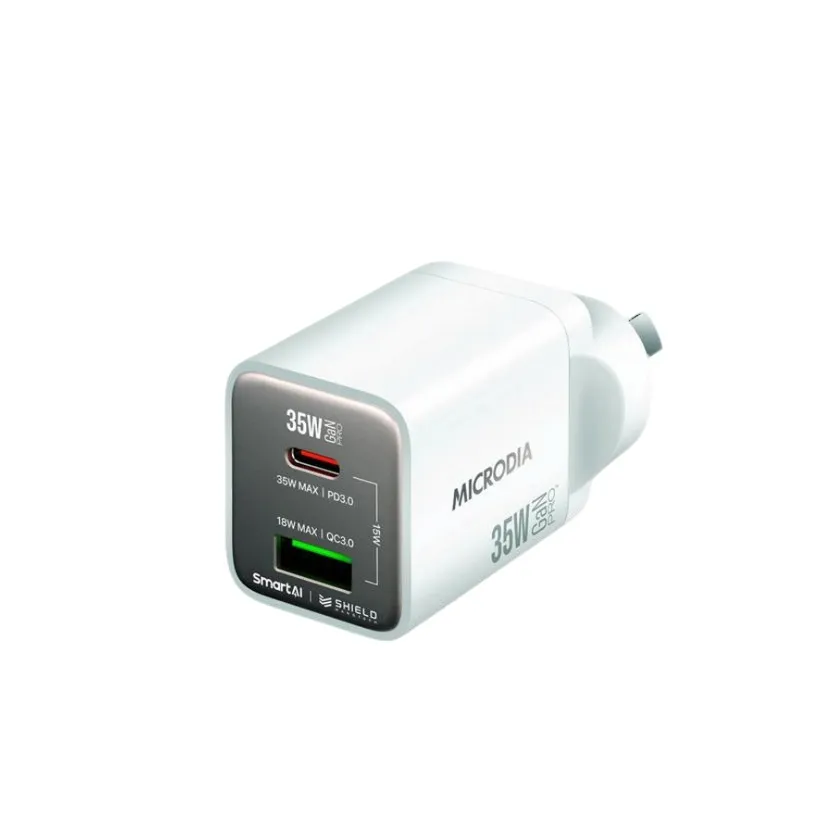 Microdia SmartCube Nano 35W Dual Port GaN Wall Charger (White)