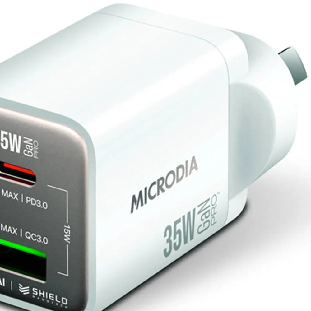 Microdia SmartCube Nano 35W Dual Port GaN Wall Charger (White)