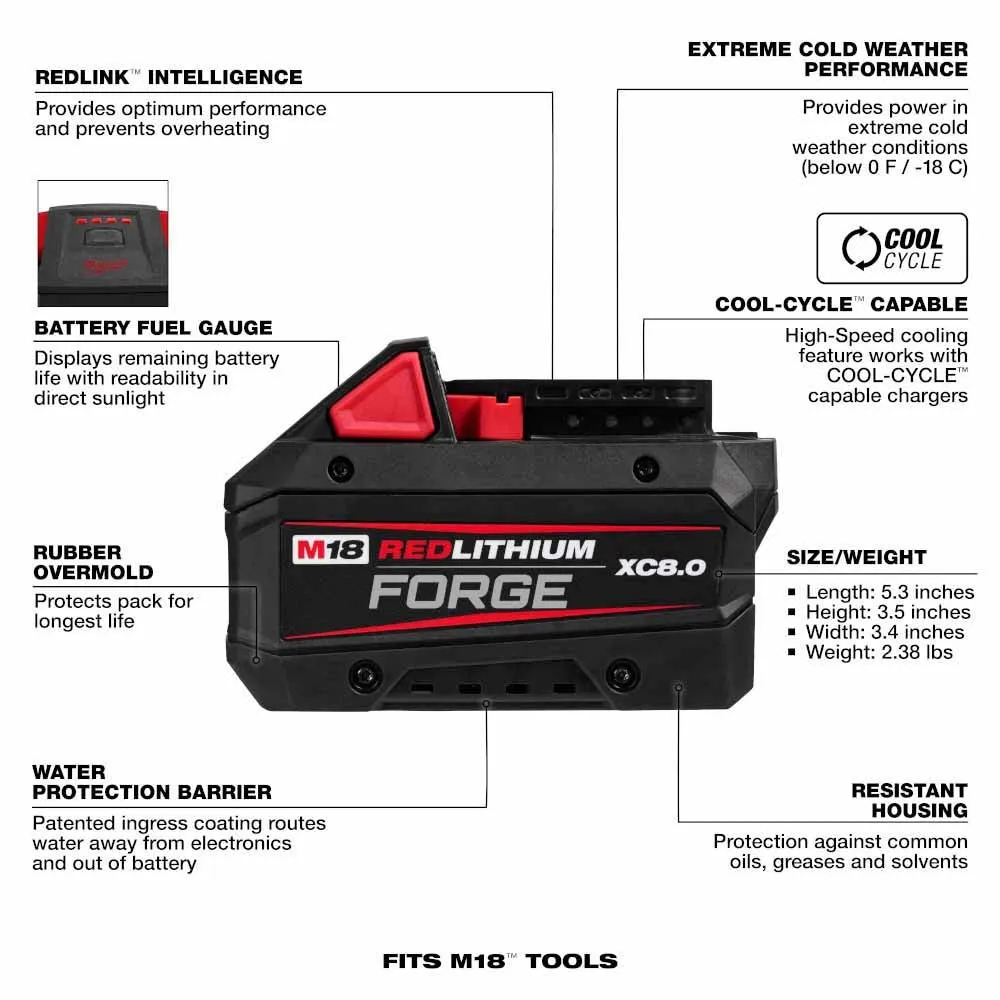 Milwaukee 48-59-1881 M18 REDLITHIUM FORGE XC8.0 Starter Kit