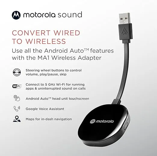 Motorola Ma1 Wireless Android Auto Car Adapter