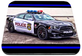 Mustang Charger Police Car With Thin Blue Line Mouse Pad