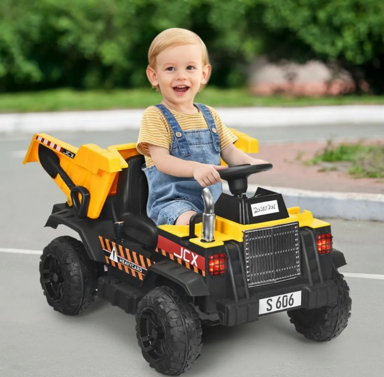 New 2025 Kids 12V Kids Ride On Dump Truck 1 Seater | Electric Bucket | Dump Bed | Shovel | Seatbelt | Push To Start | Remote