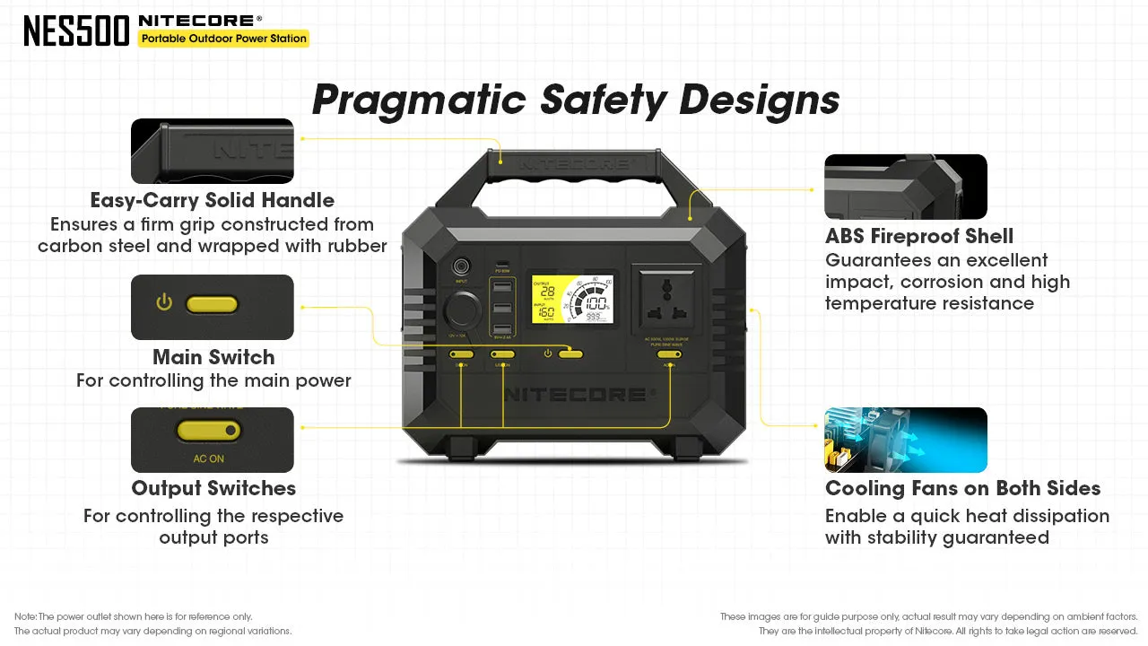 Nitecore NES500 | Portable Power Station 500W AC, 518Wh