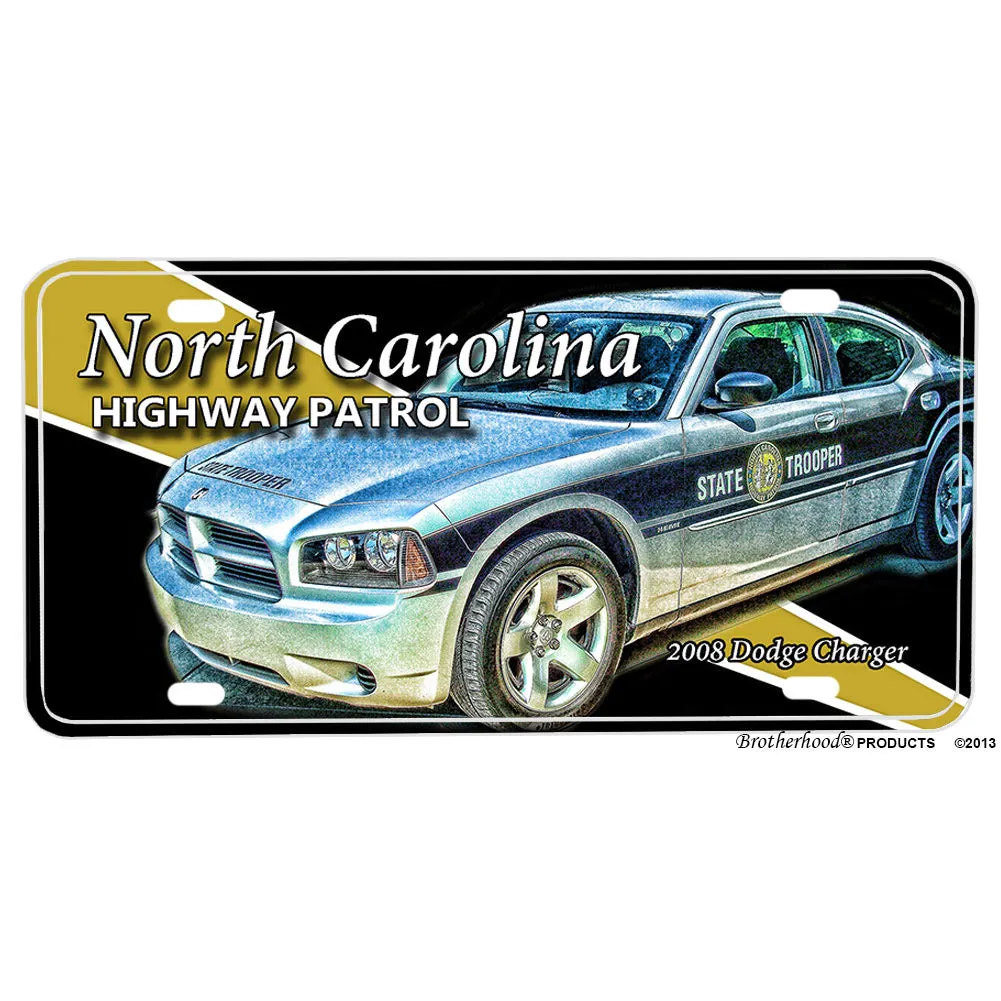 North Carolina Highway Patrol 2008 Dodge Charger Patrol Car Aluminum License Plate