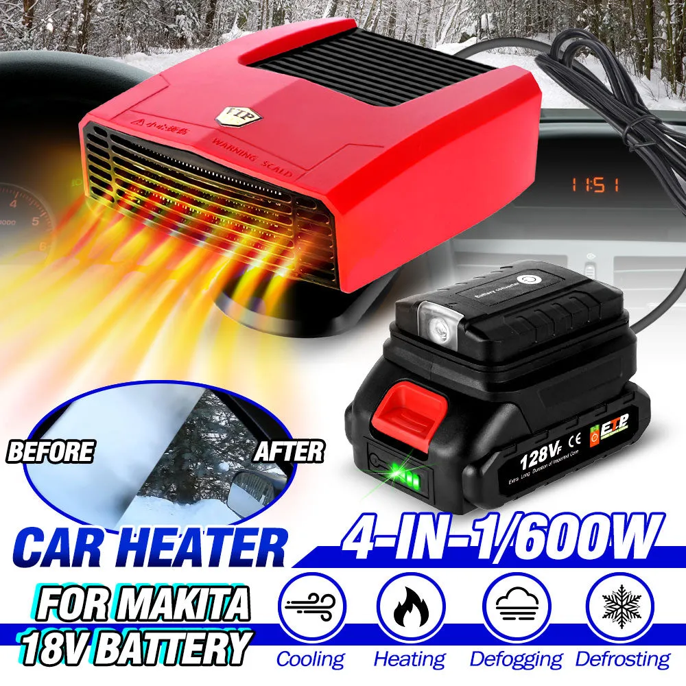 ONEVAN 4 In 1 600W Car Heater Electric Cooling Heating Fan | For Makita 18V Battery