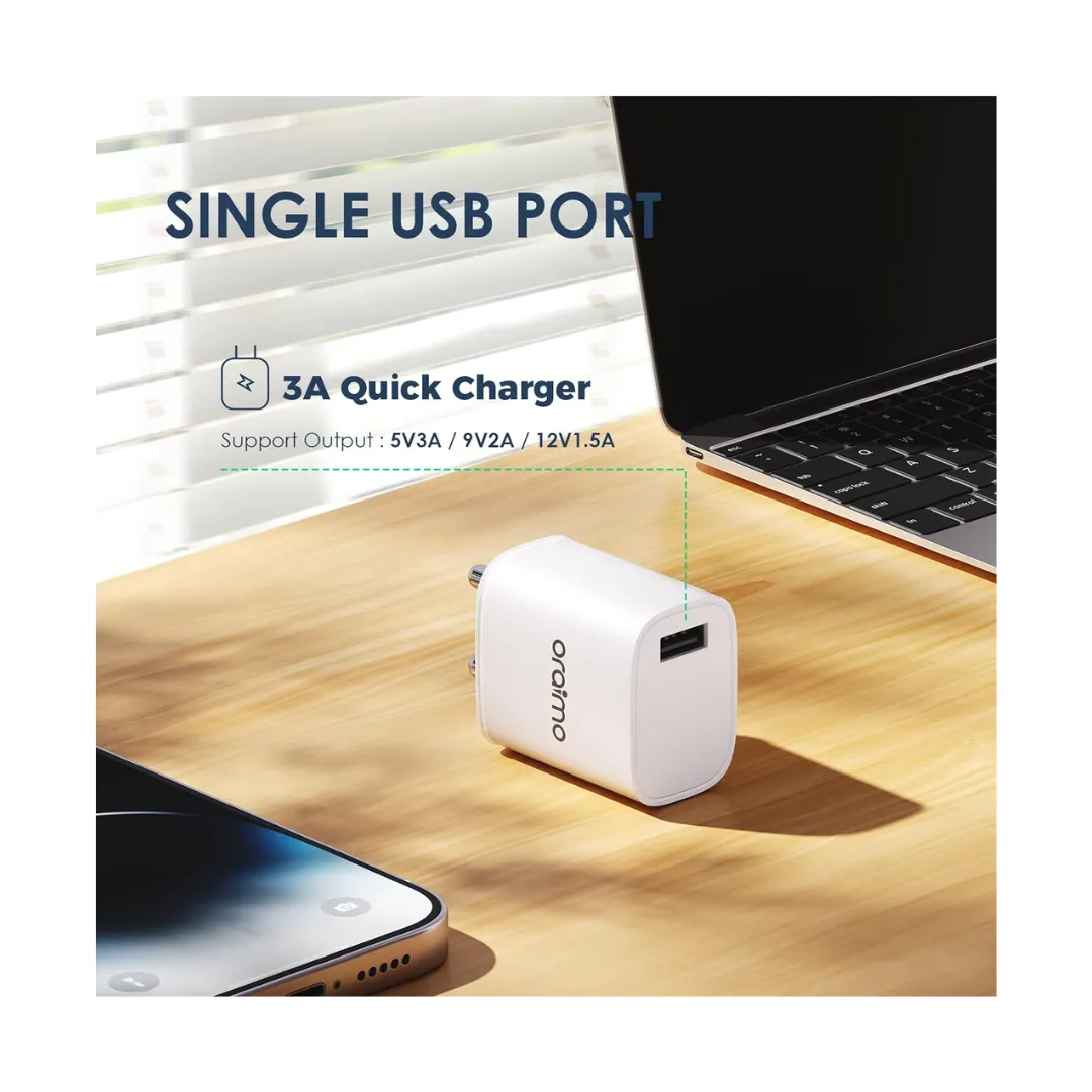 Oraimo 18W USB Type-C Dual Output Super Fast Charger Wall Adapter PE2.0 & Power Delivery 3.0 Compatible for iPhone 13/13Mini/13 Pro Max/12/12Pro Max, iPad Mini/Pro