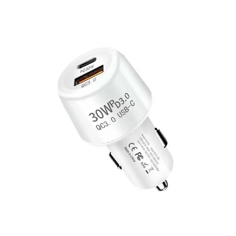 P29 48W PD30W   QC3.0 18W USB Dual Port Car Charger(White)