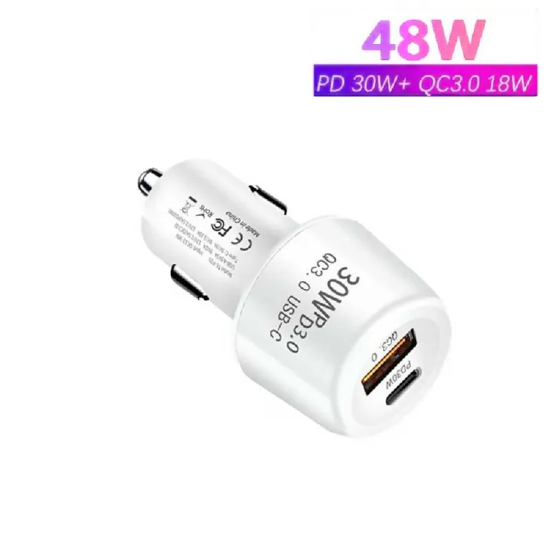 P29 48W PD30W   QC3.0 18W USB Dual Port Car Charger(White)