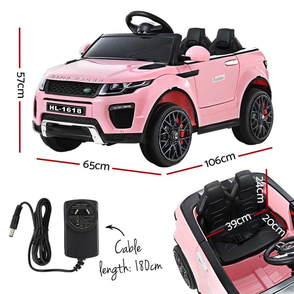 Pink 12V Kids Ride On Car, Remote, Music, Twin Motors - Rigo