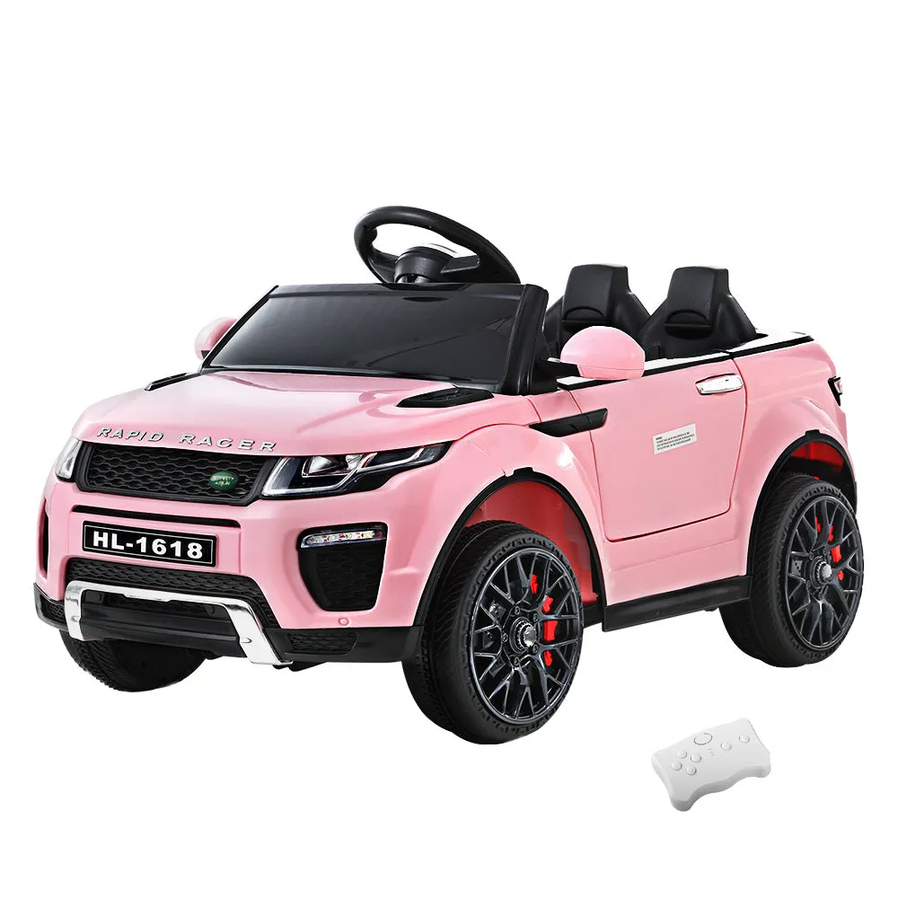 Pink 12V Kids Ride On Car, Remote, Music, Twin Motors - Rigo