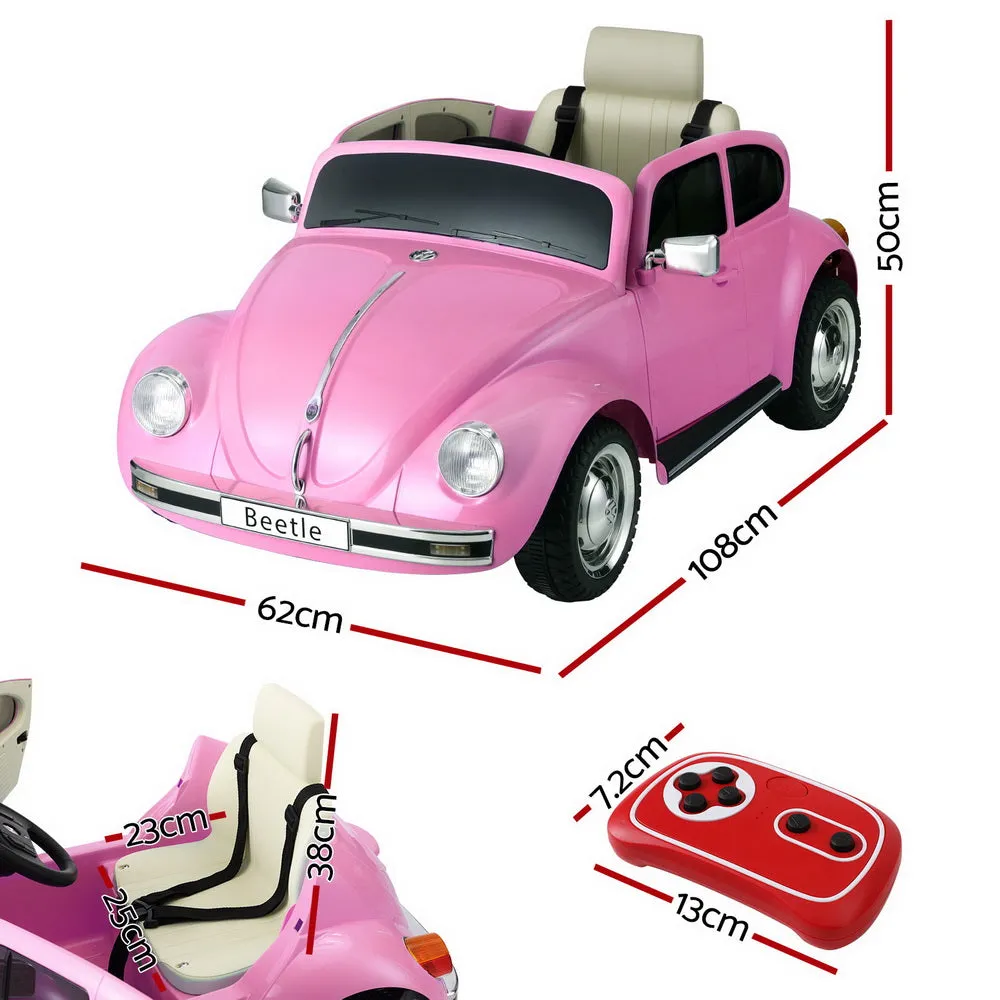 Pink 6V Kids Electric Ride On Car, Remote Control, Volkswagen