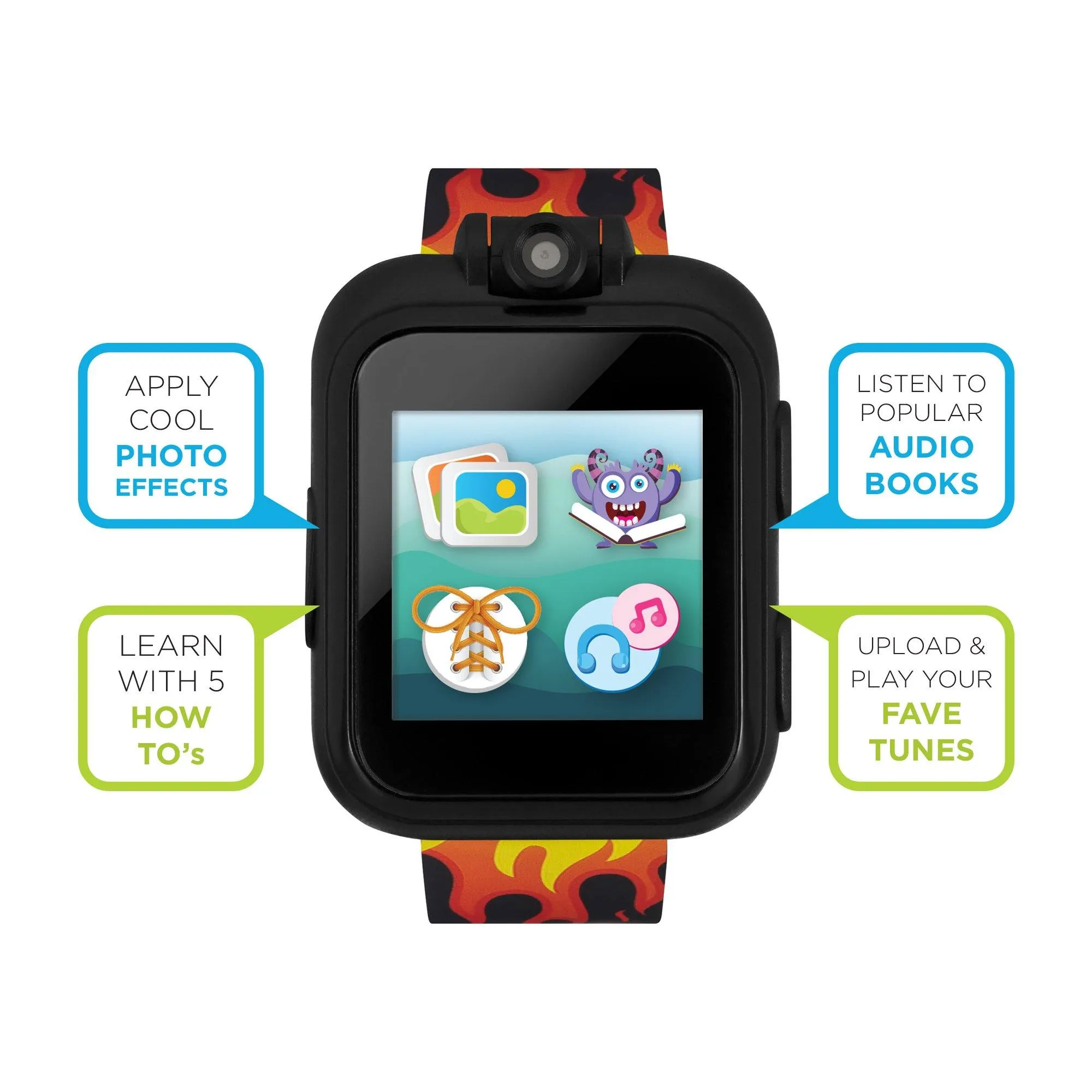 PlayZoom 2 Kids Smartwatch: Black Racing Flames