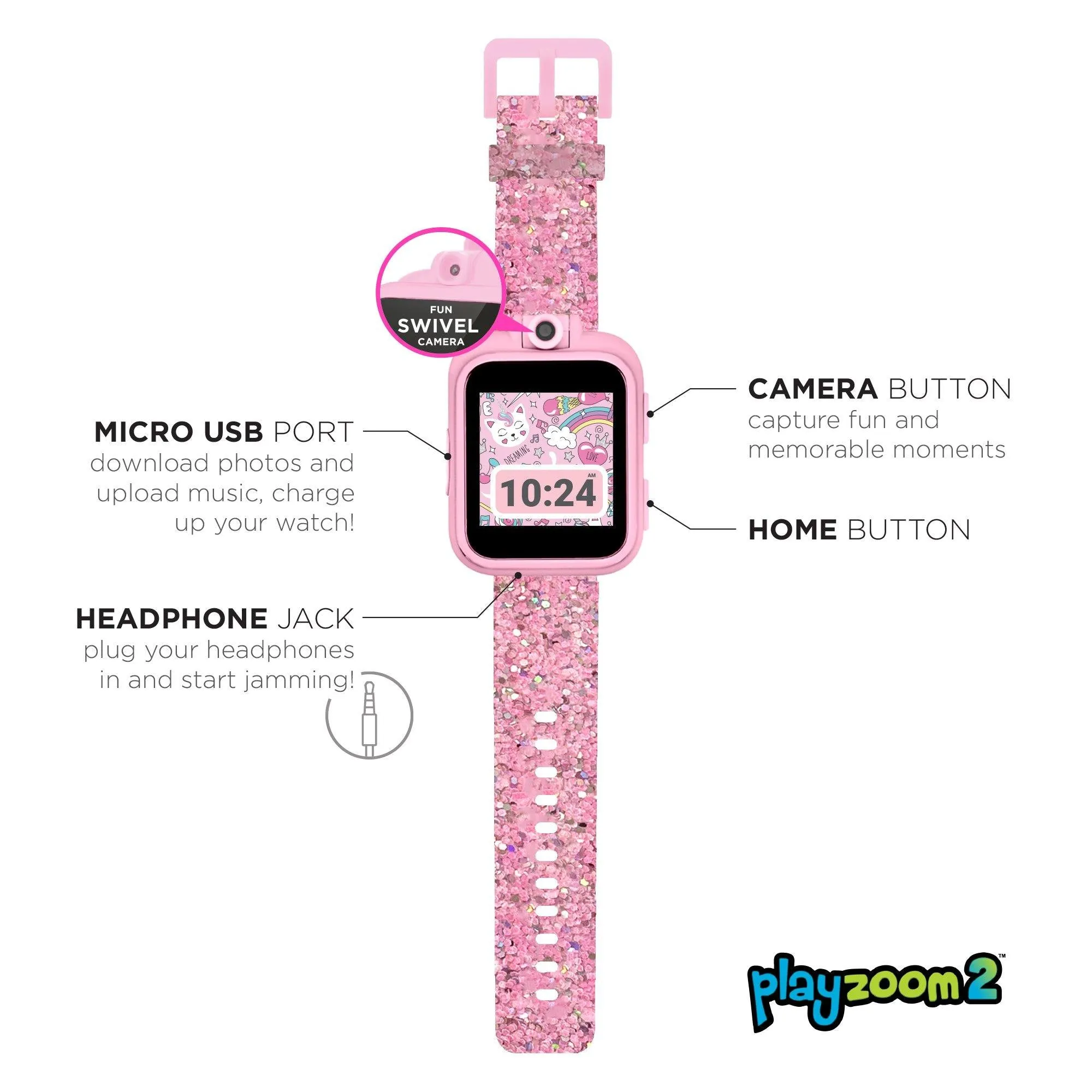 PlayZoom 2 Kids Smartwatch: Blush Glitter