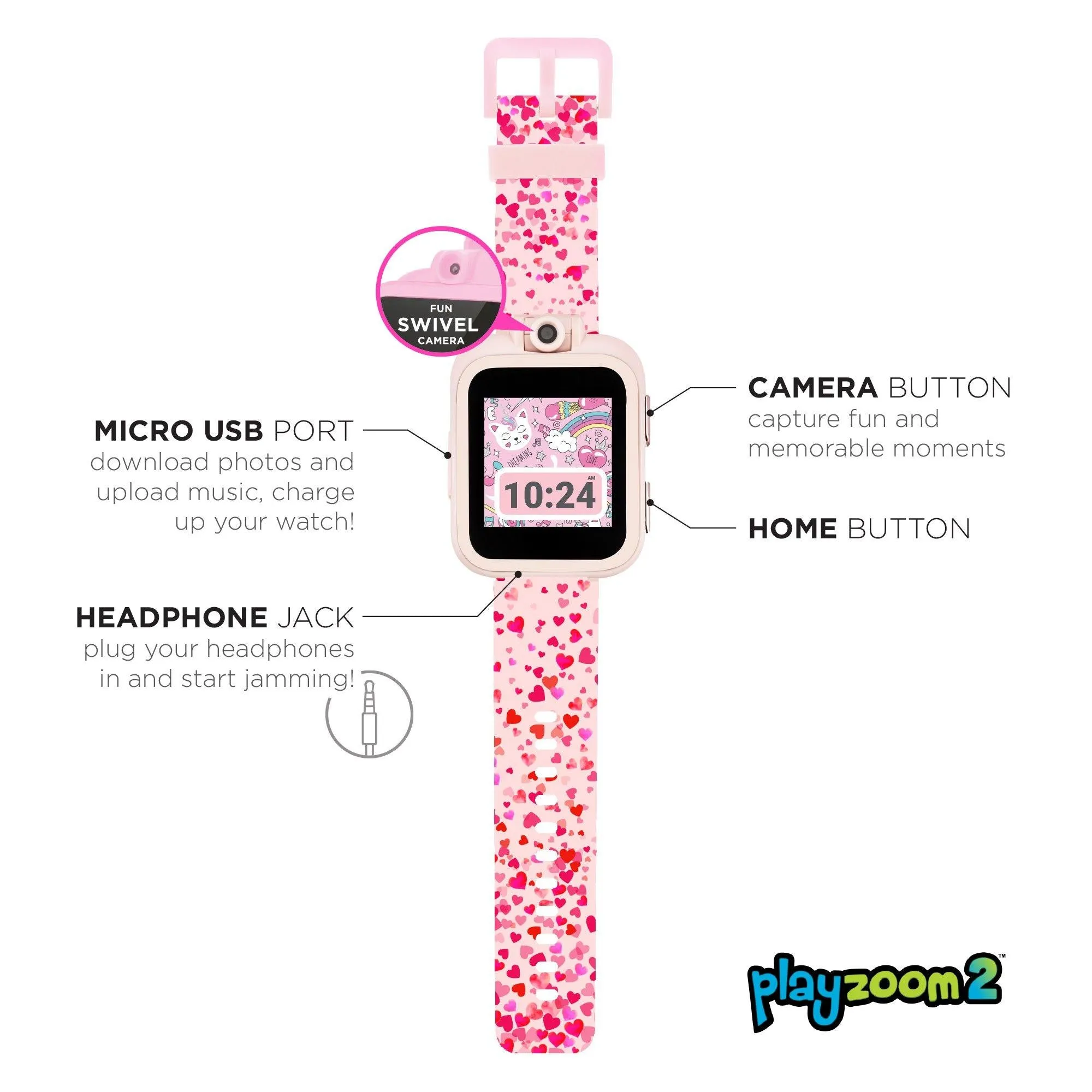 PlayZoom 2 Kids Smartwatch: Blush Hearts