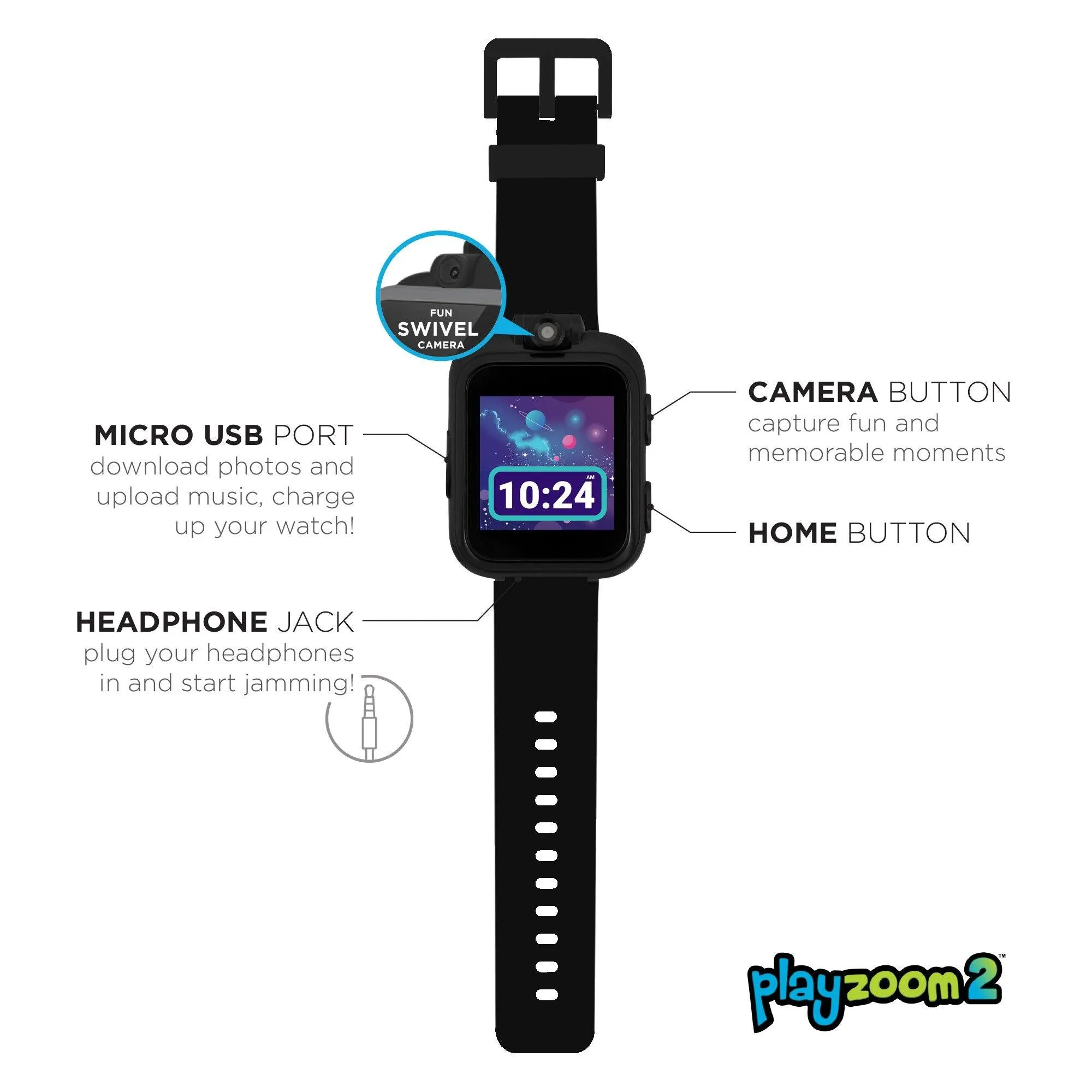 PlayZoom 2 Kids Smartwatch: Solid Black