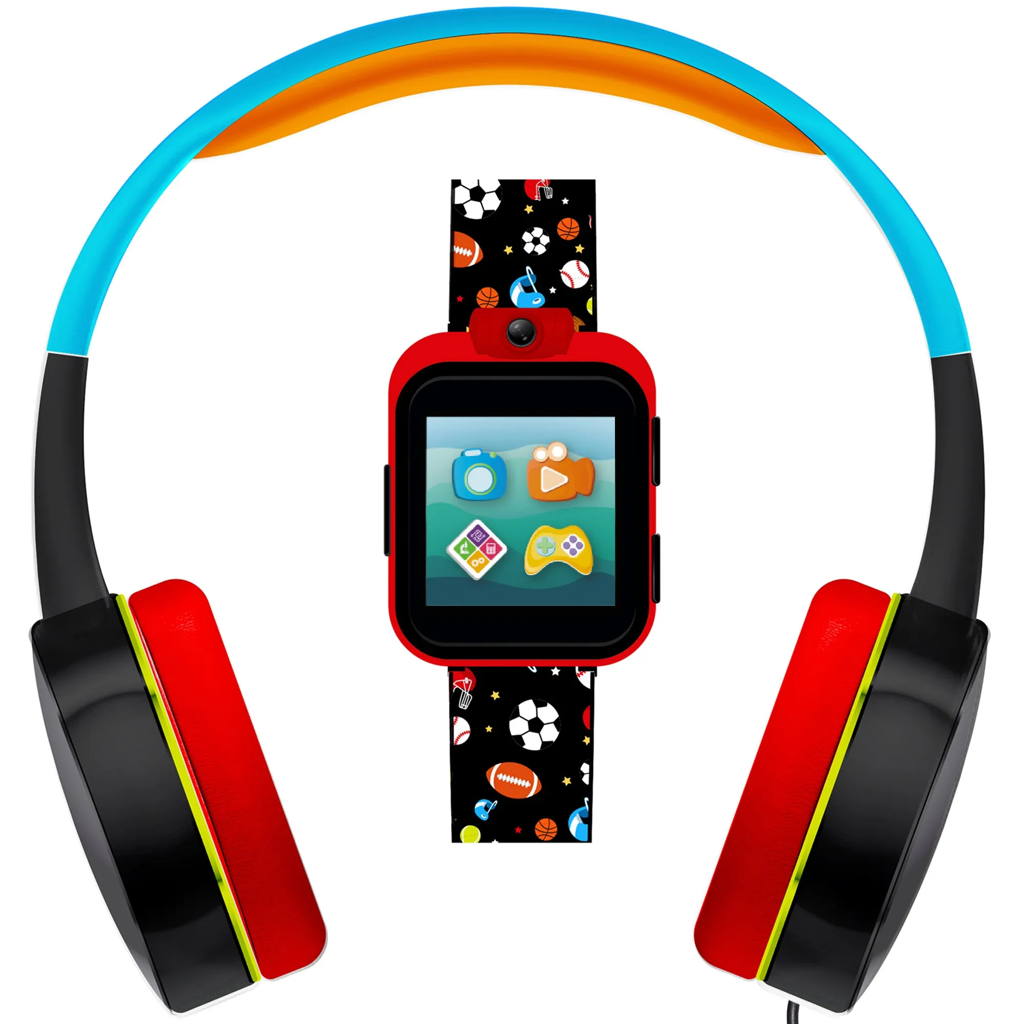 PlayZoom 2 Kids Smartwatch with Headphones: Black Sports Print