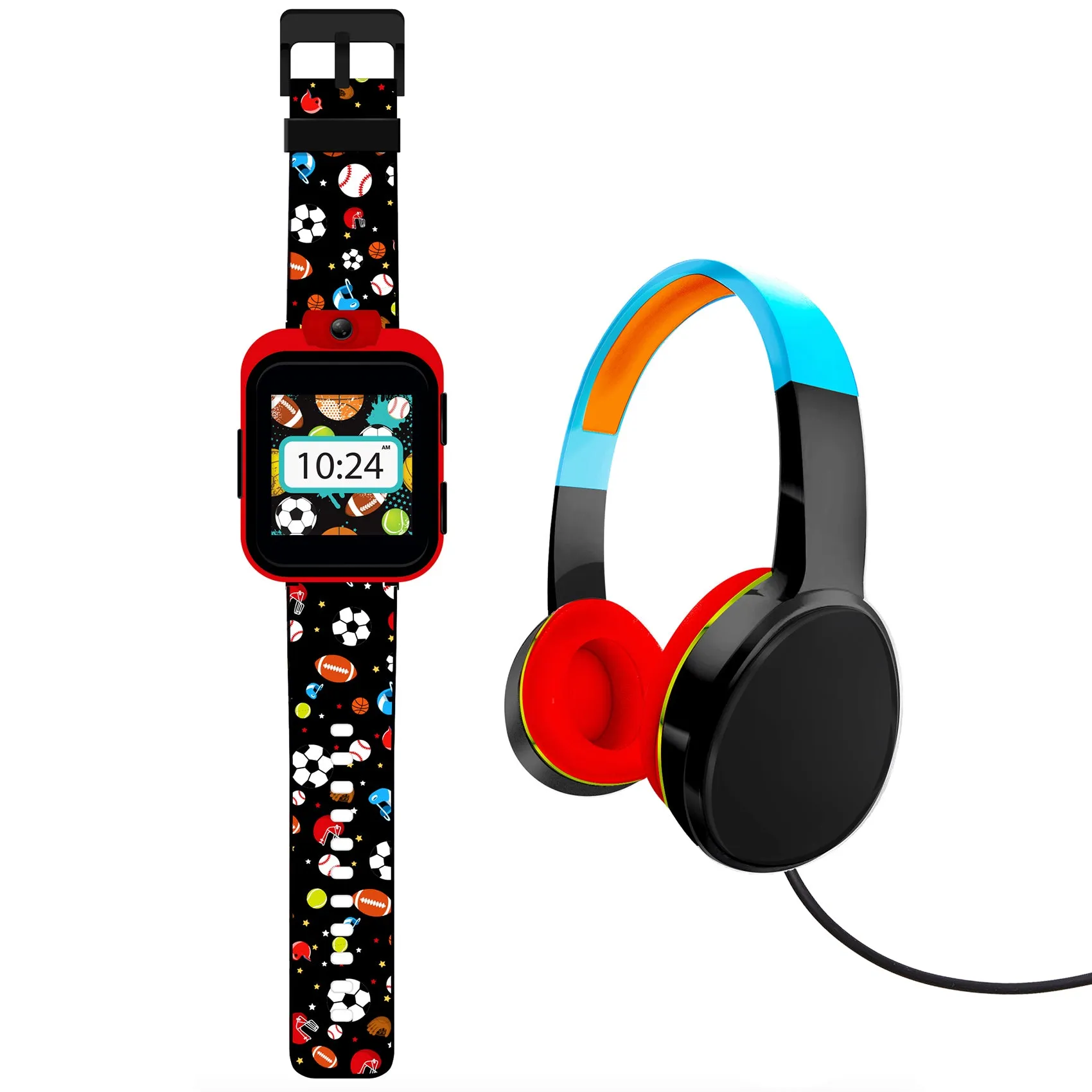 PlayZoom 2 Kids Smartwatch with Headphones: Black Sports Print