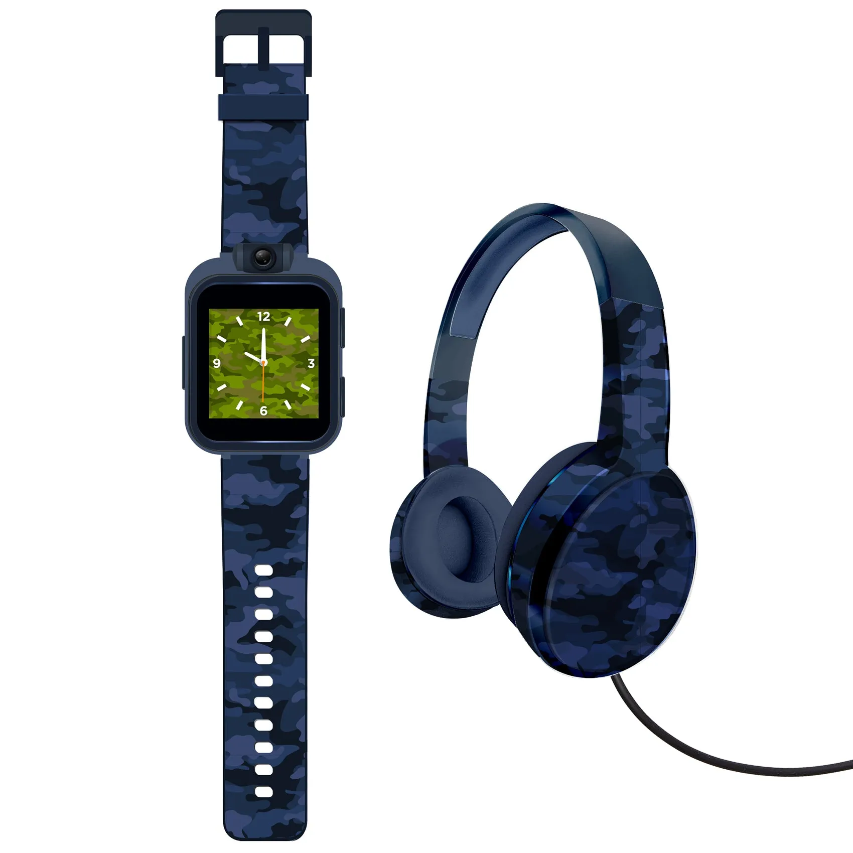 PlayZoom 2 Kids Smartwatch with Headphones: Blue Camouflage Print