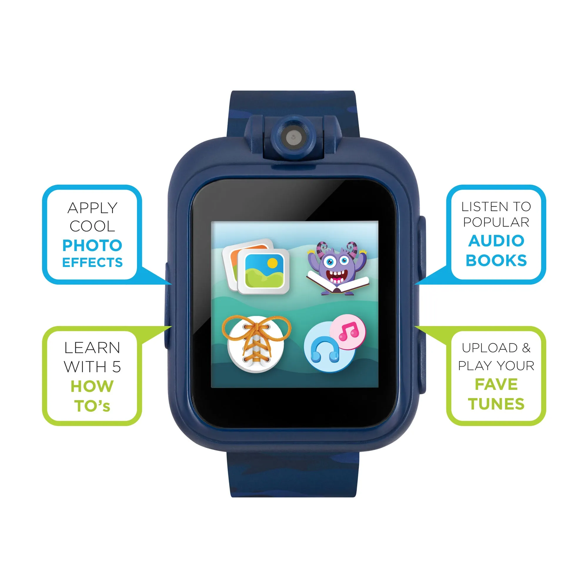 PlayZoom 2 Kids Smartwatch with Headphones: Blue Camouflage Print