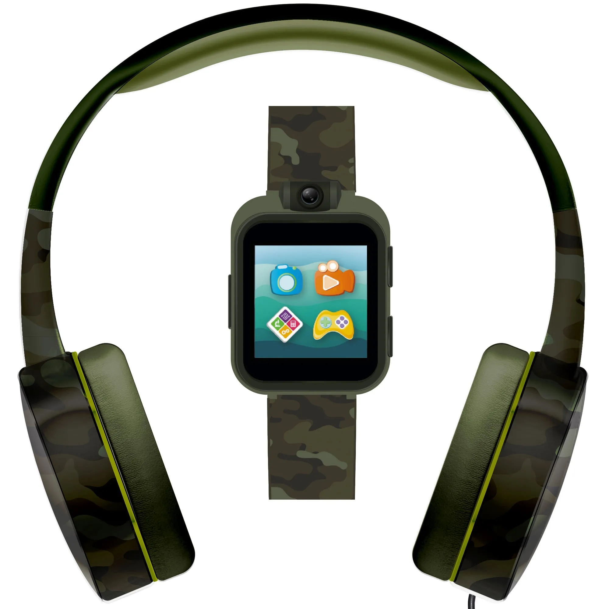 PlayZoom 2 Kids Smartwatch with Headphones: Green Camouflage Print