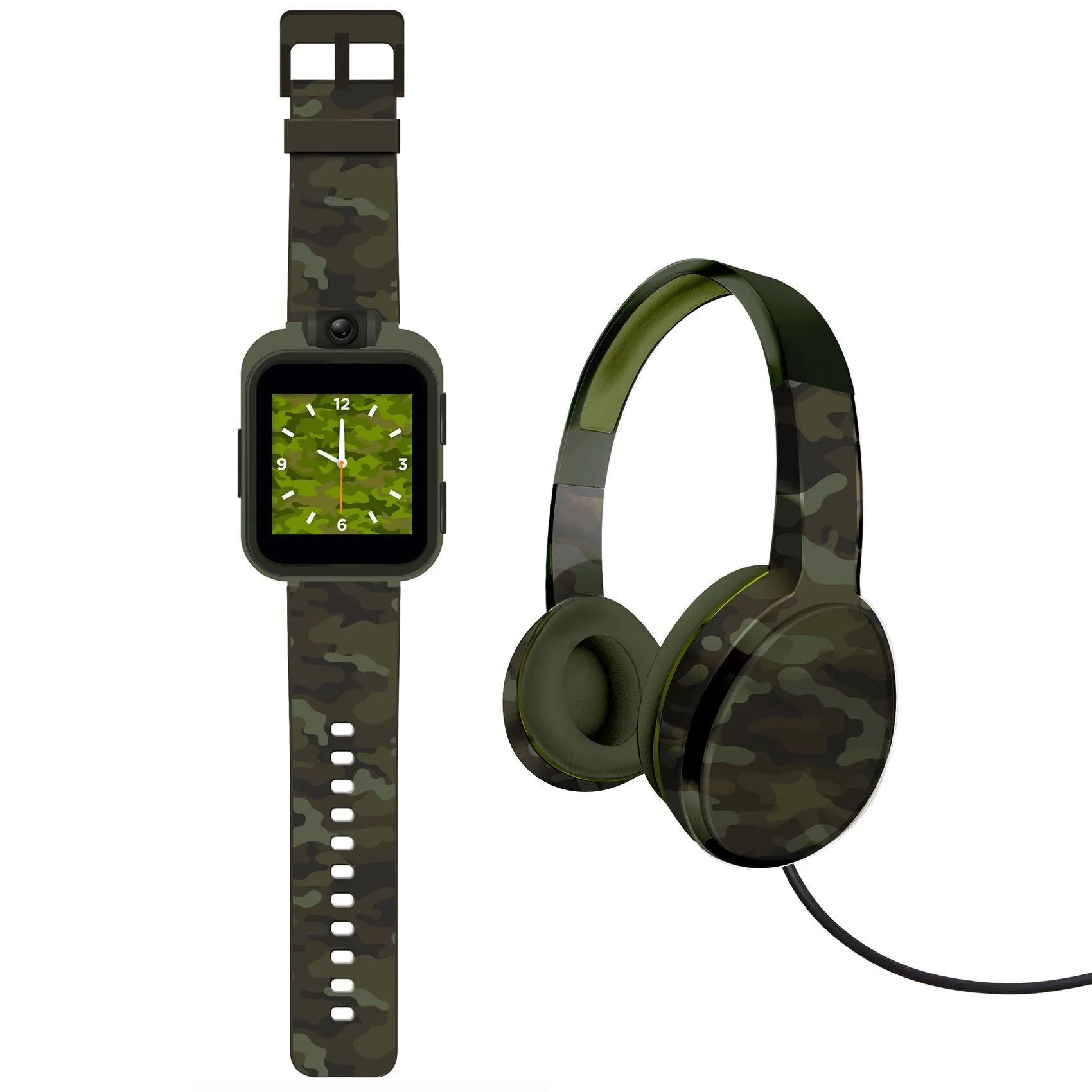 PlayZoom 2 Kids Smartwatch with Headphones: Green Camouflage Print