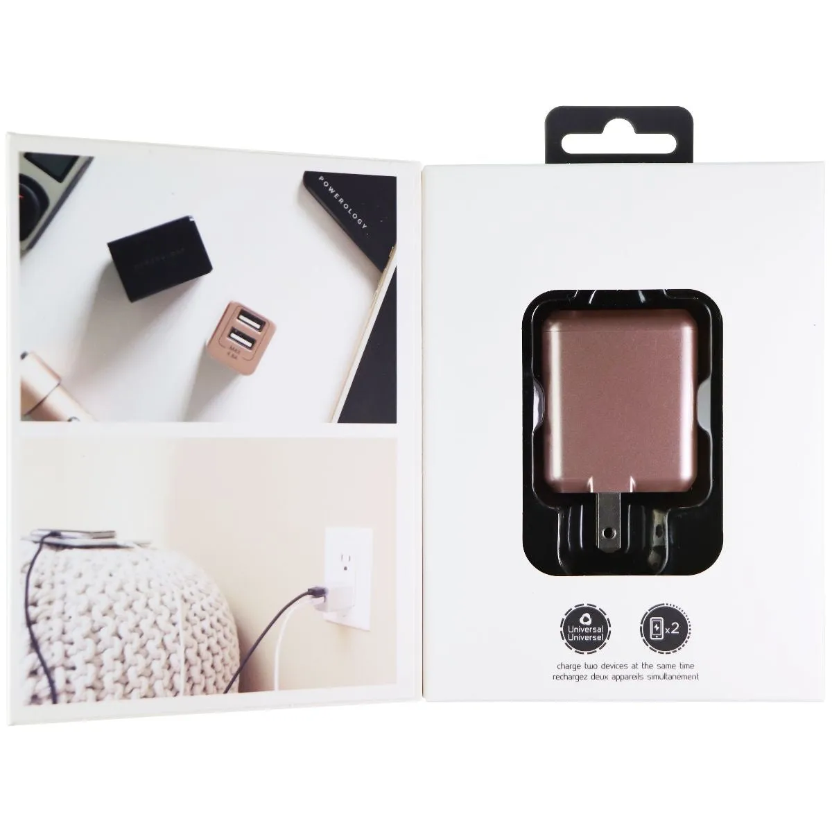 Powerology TravelCharge Plus Dual USB 4.8A Wall Charger - Rose Gold