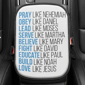 Pray Like Nehemiah Obey Like Daniel Seat Box Cover, Bible Verse Car Center Console Cover, Scripture Interior Car Accessories