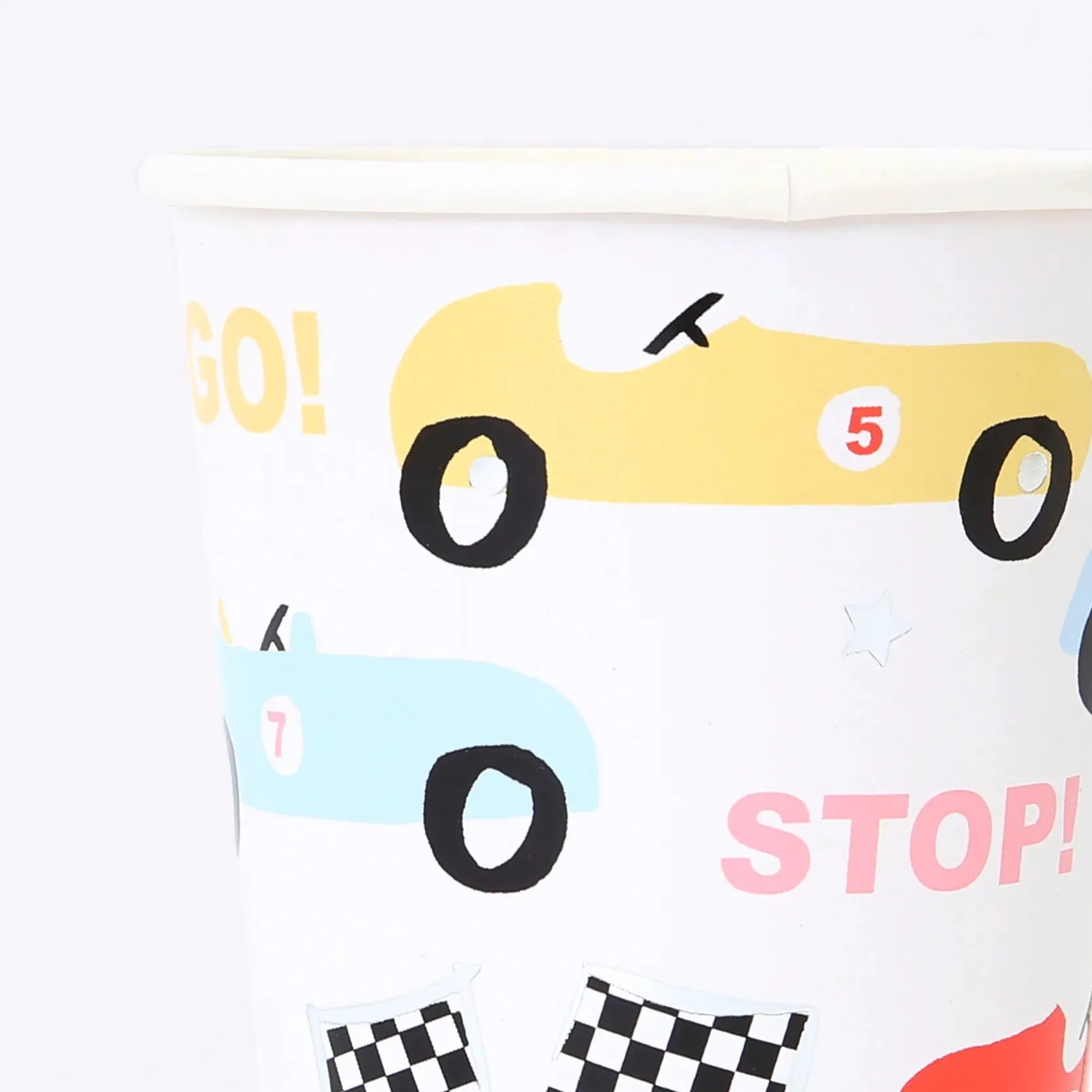 Race Car Party Cups, Set of 8 Race Car Paper Cups by Meri Meri, Great for a Car-Themed Birthday Party