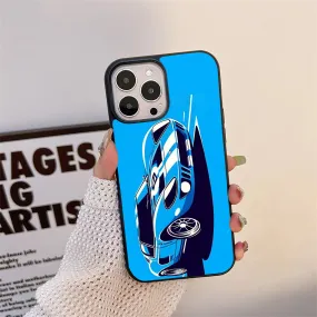 Racing Car Blue Glass Case