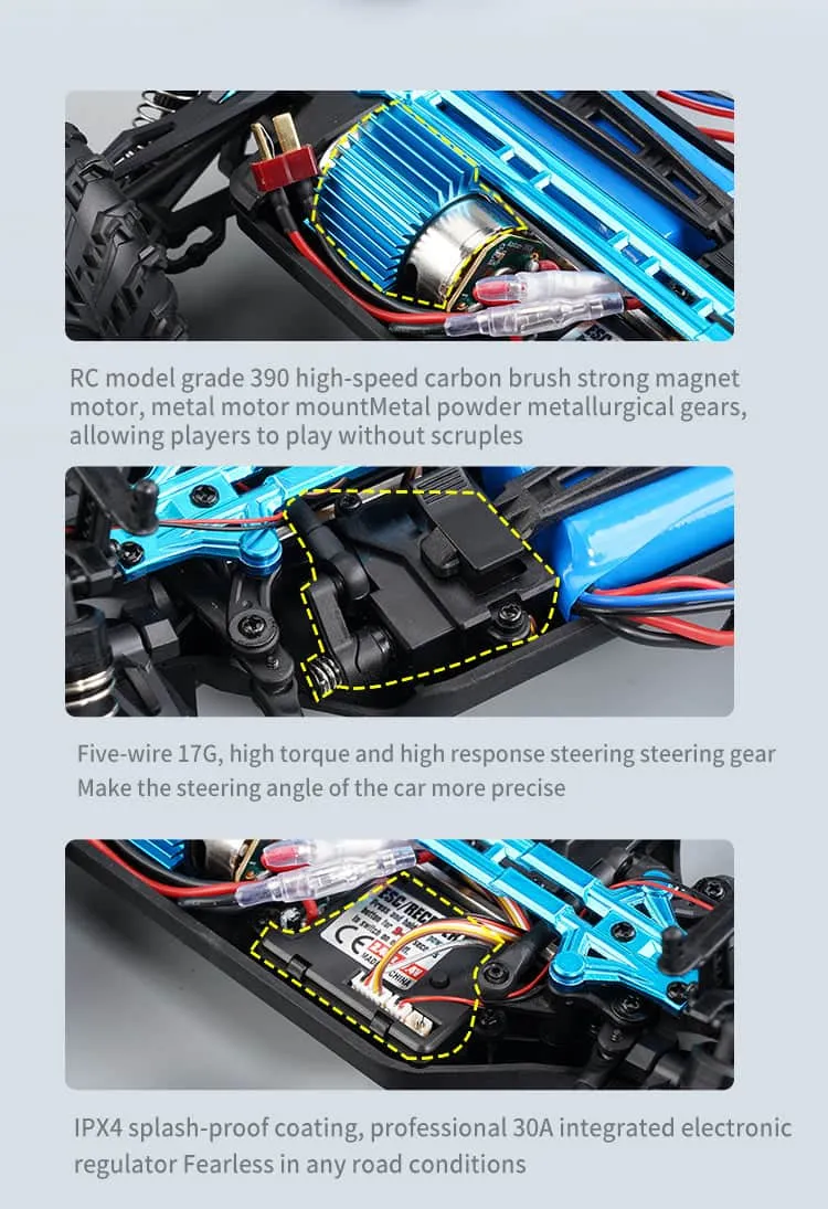 Radio Controlled Truck Off Road 4x4 38km/h High Speed 2.4GHz Remote Control  Model with LED