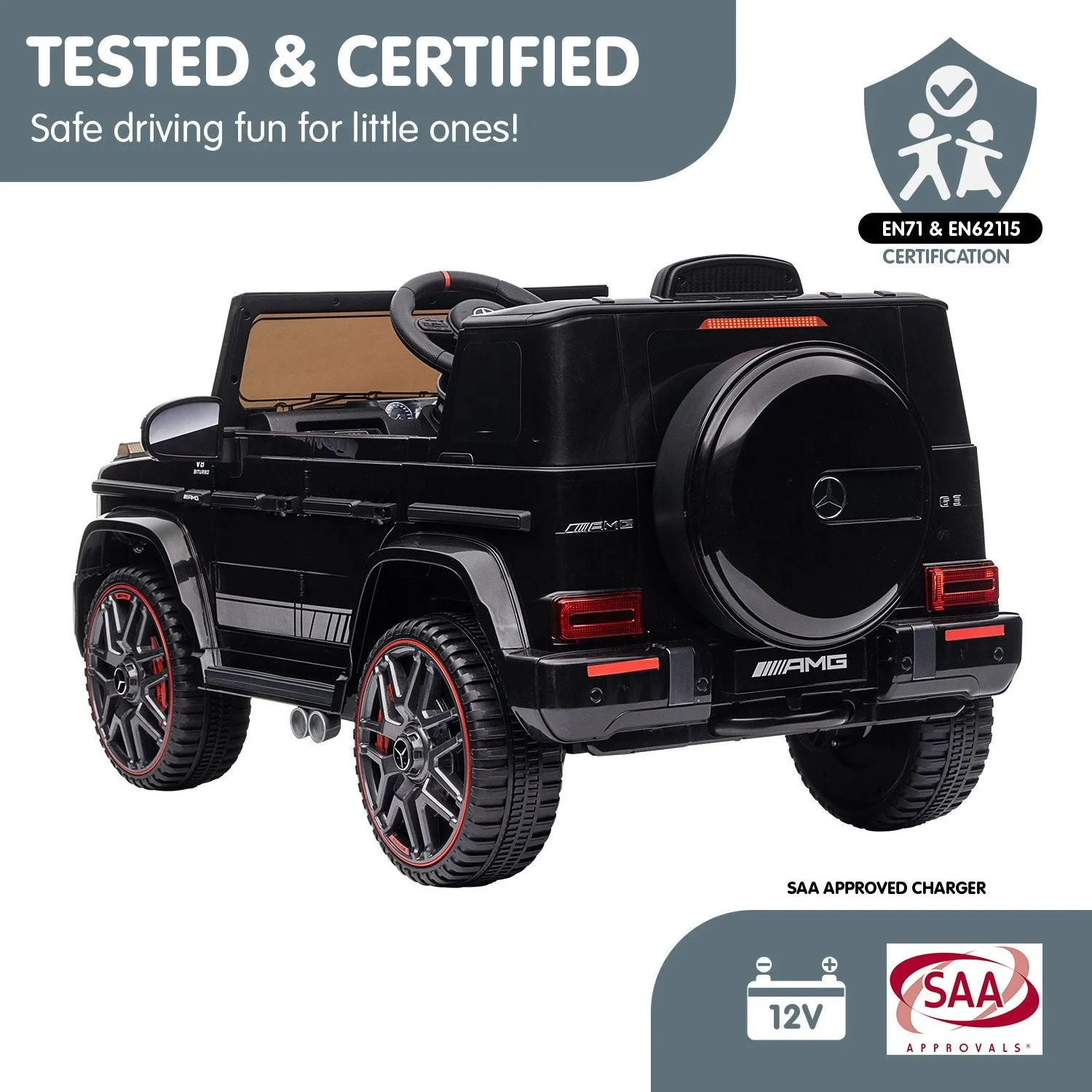 Rechargeable Mercedes AMG G63 Kids Electric Ride On Car - Black