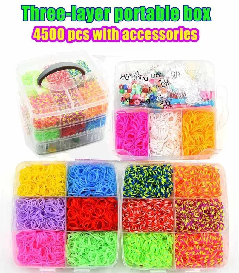 Rubber Band Bracelet Kit: Creative DIY Craft Set for Girls - Silicone Bands & Weaving Tools