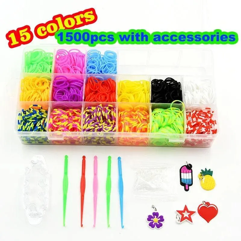 Rubber Band Bracelet Kit: Creative DIY Craft Set for Girls - Silicone Bands & Weaving Tools