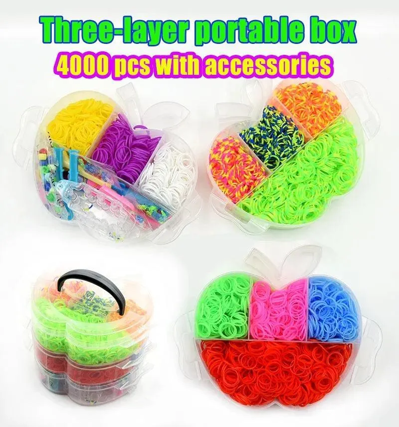 Rubber Band Bracelet Kit: Creative DIY Craft Set for Girls - Silicone Bands & Weaving Tools