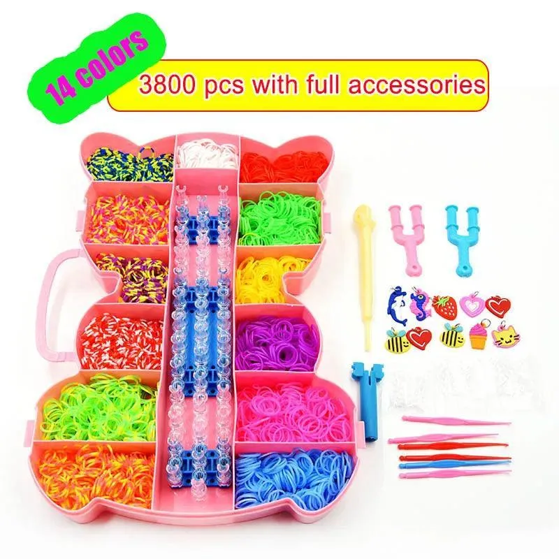 Rubber Band Bracelet Kit: Creative DIY Craft Set for Girls - Silicone Bands & Weaving Tools