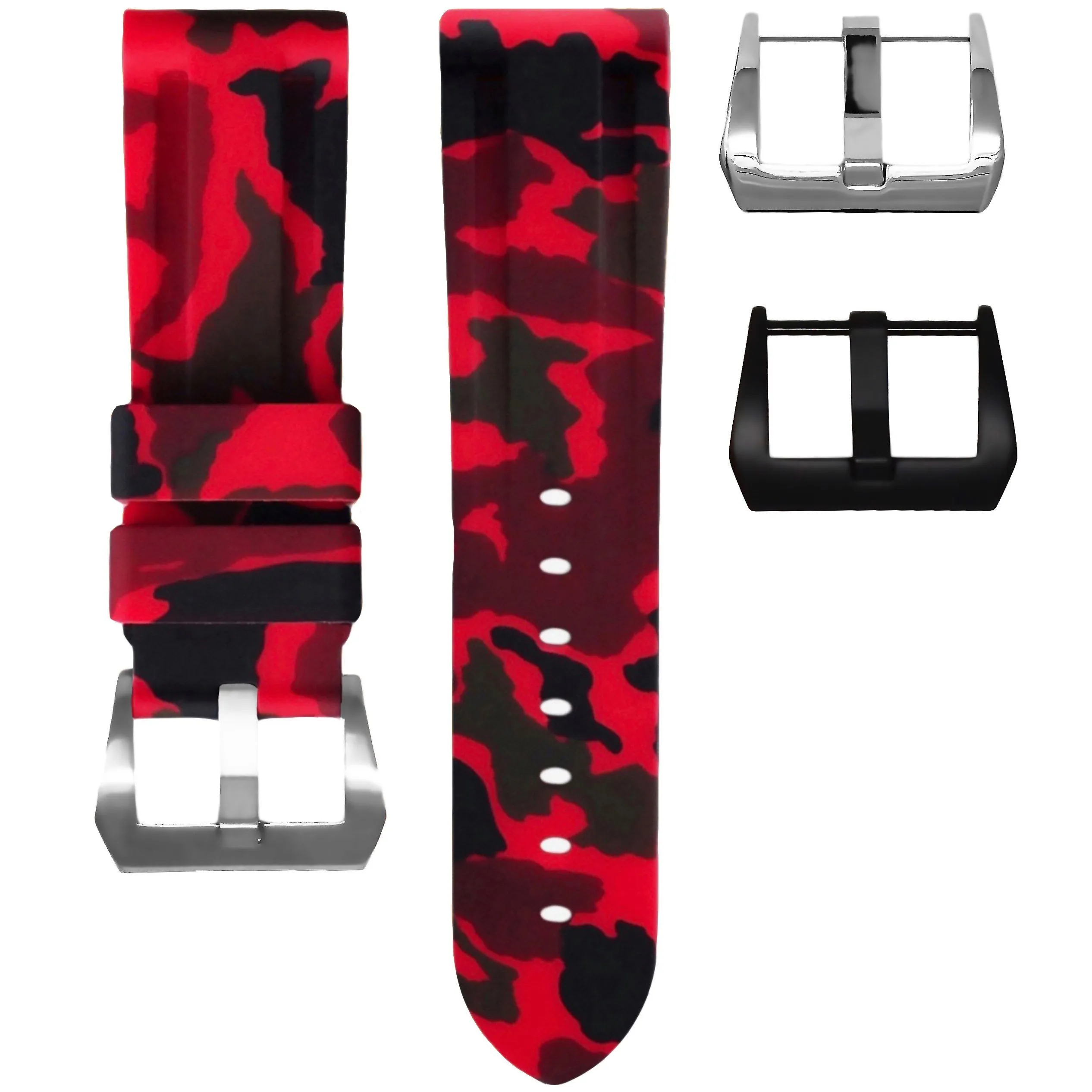 RUBBER STRAP FOR BREITLING SUPEROCEAN HERITAGE - RED CAMO