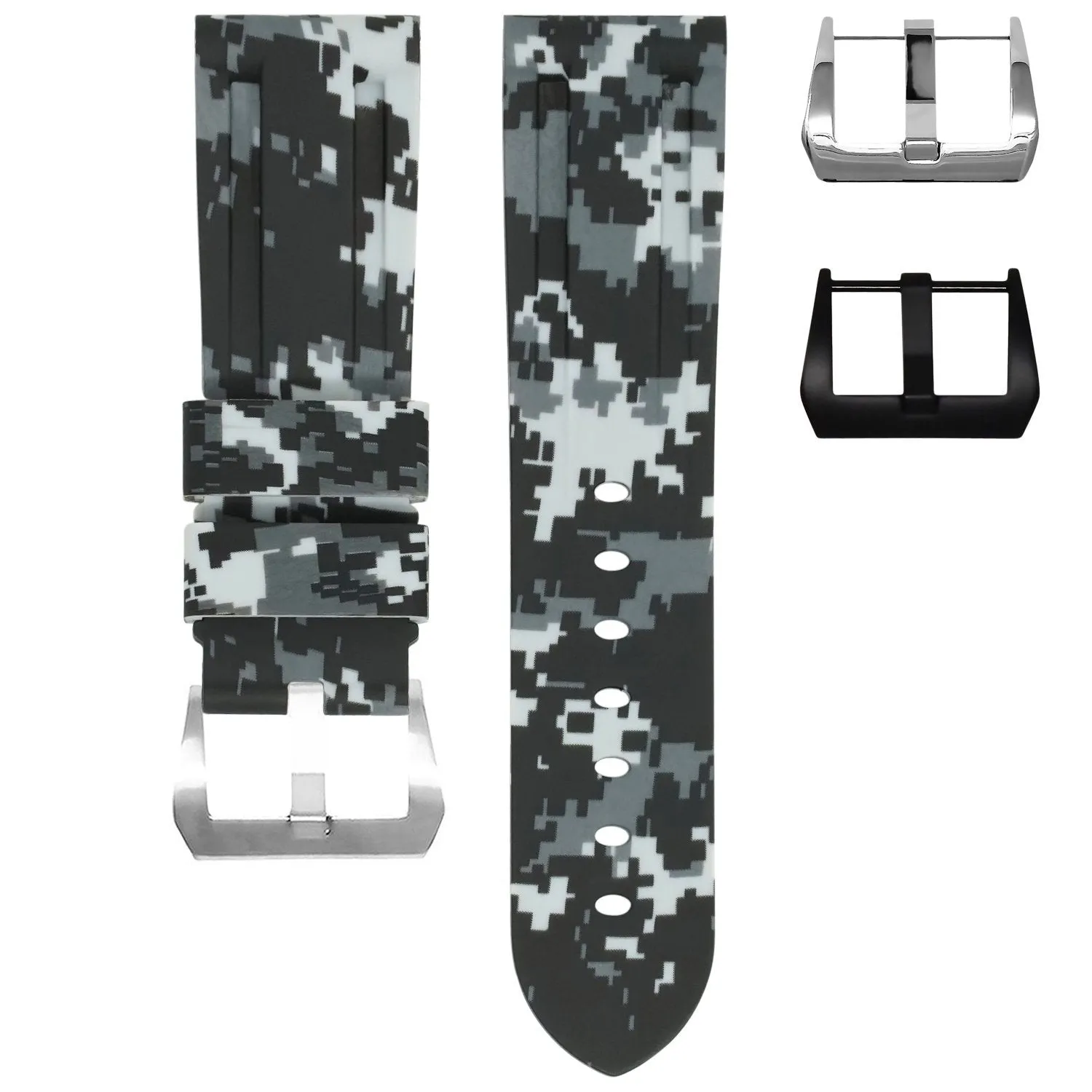 RUBBER STRAP FOR BREITLING TRANSOCEAN - SNOW DIGI CAMO