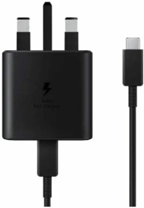 Samsung 5 Amp 45W UK USB C Super Fast Mains Black Wall Charger EP-TA845