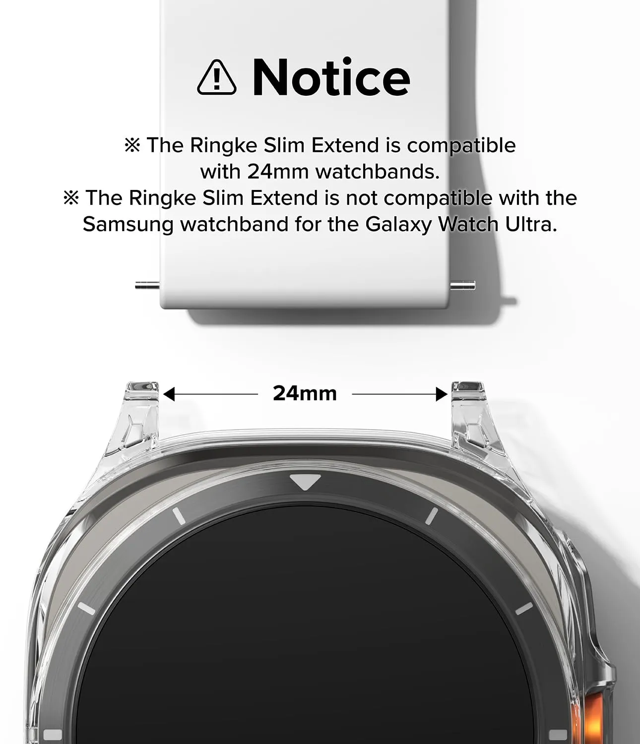 Samsung Galaxy Watch Ultra 47mm Slim Extend Case With  Screen Protector Tempered Glass - Alpine Clear