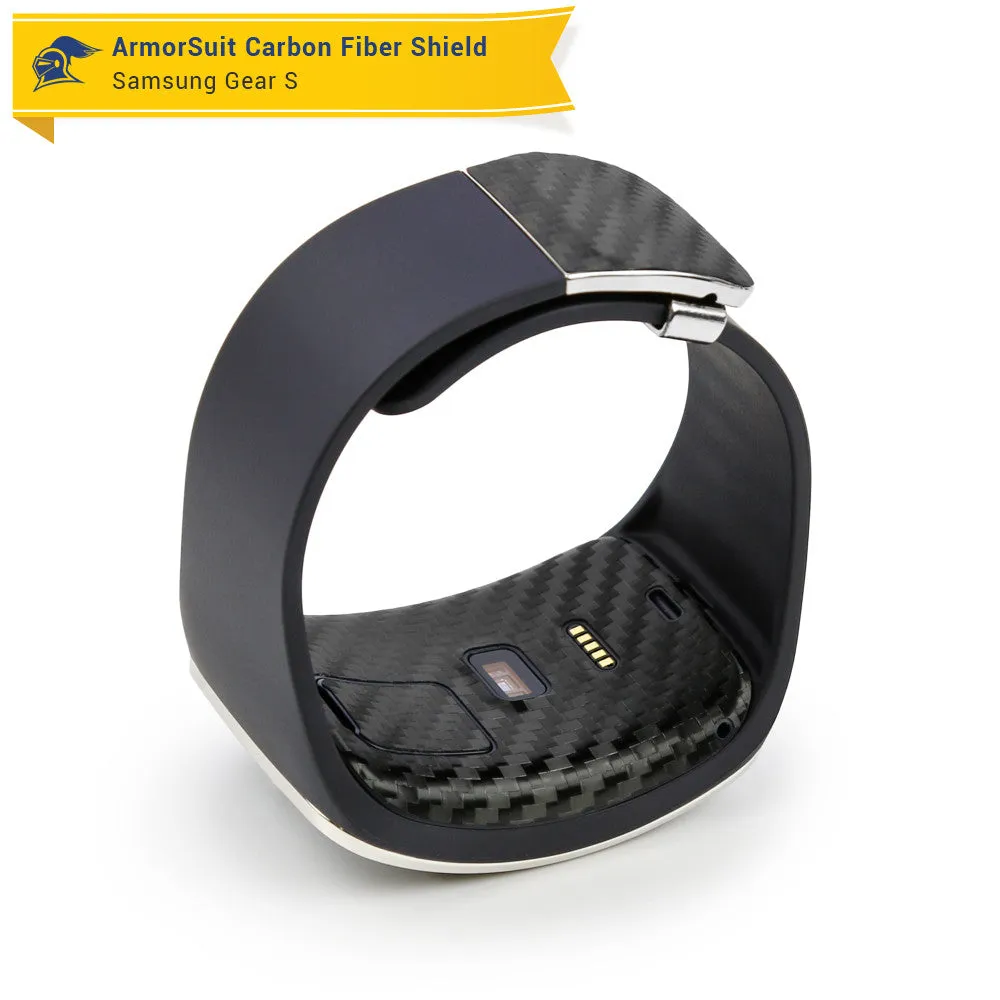 Samsung Gear S Screen Protector   Black Carbon Fiber Skin