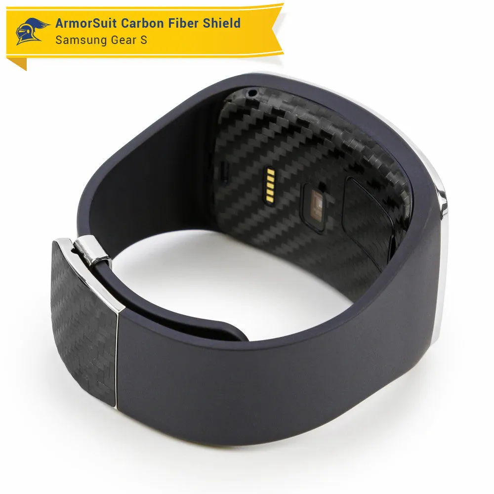 Samsung Gear S Screen Protector   Black Carbon Fiber Skin